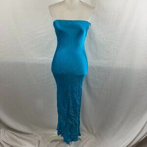 SNDYS Strapless Bodycon Dress US 6 Turquoise Midi-Maxi